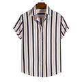2023 New Men's Striped Short Sleeve Shirt Brand Fashion Loose Lapel Print