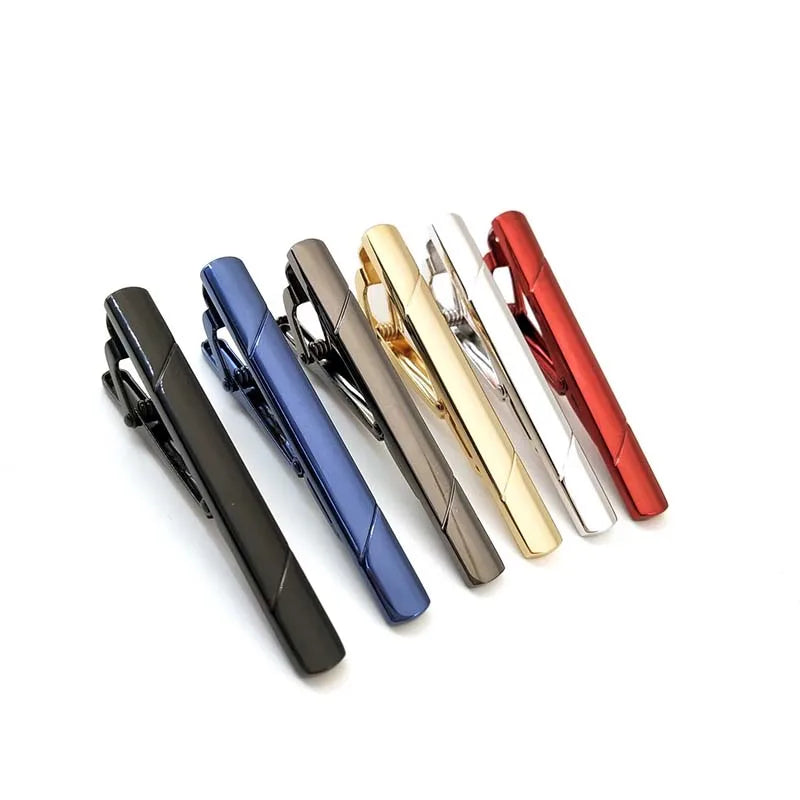 Retro Fashion Business Men Simple Designer Tie Clips Pin Suit Shirt Metal Blank Copper Brass Gold Silver Blue Black Red Tie Clip