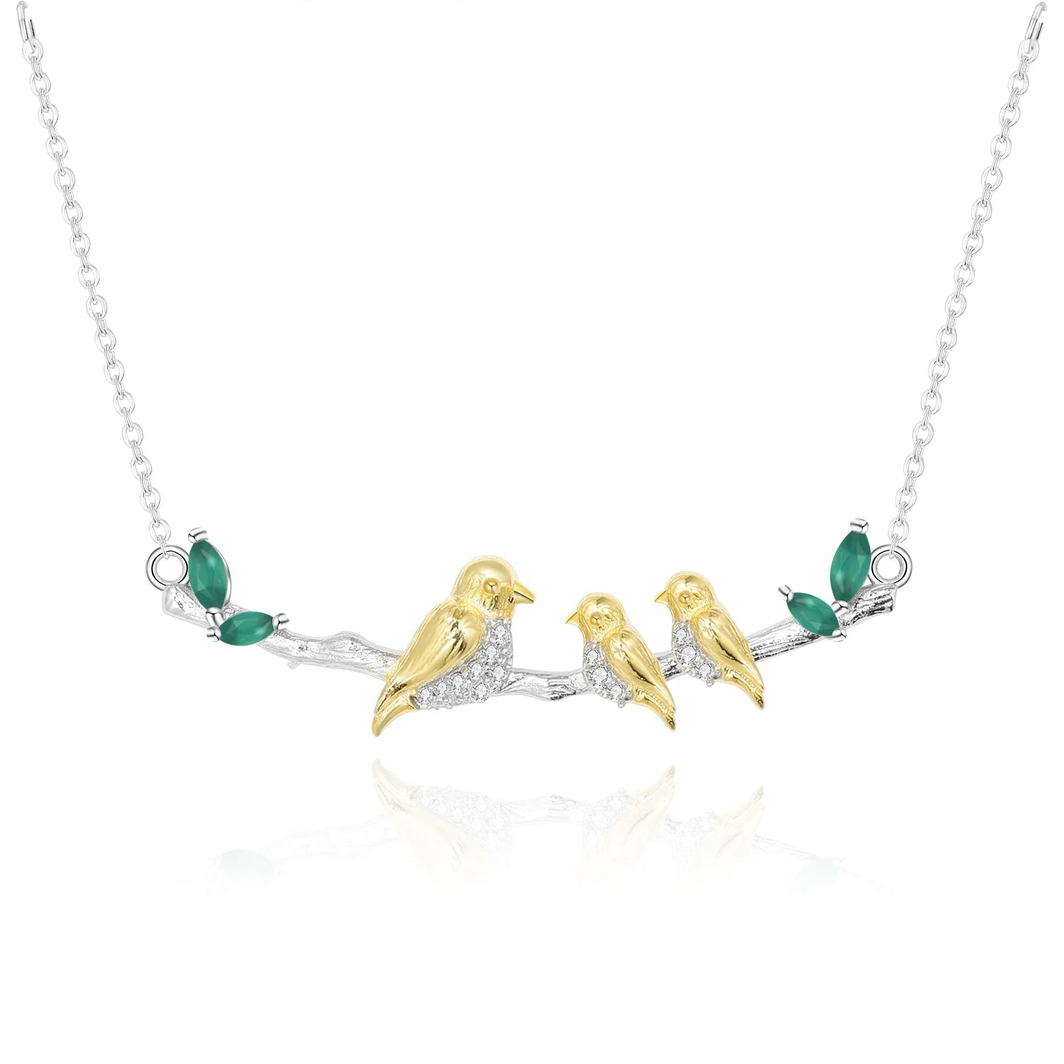 Abiding Bird Necklace Gemstone 925 Sterling Agate Silver Handcraft Necklace Sliver Gold Plated Personalized Designer Collection