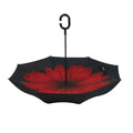 Hot Sale Classic Plastic Handle Custom Logo Printed Inverse Reverse Reversible Umbrella with Fiberglass Frame 190T Pongee Fabric