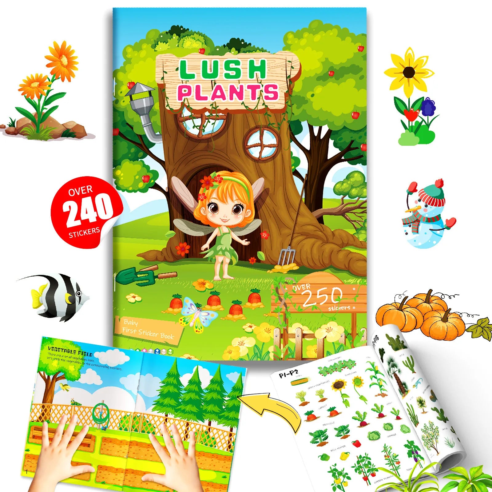 Children's Cartoon Scene Sticker Book Saddle Stitching Early Childhood Education Focuses Cognitive Development Farm Vegetables