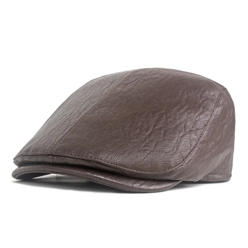 British Ladies' Autumn Winter Warm Ivy Hats Flat Leather Caps for Casual & Sports New Literary Fashion