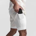Custom Logo Summer Trendy Muscle Sports Shorts Outdoor Running Squat Breathable Double-layer Quick-drying Sweat Shorts Men