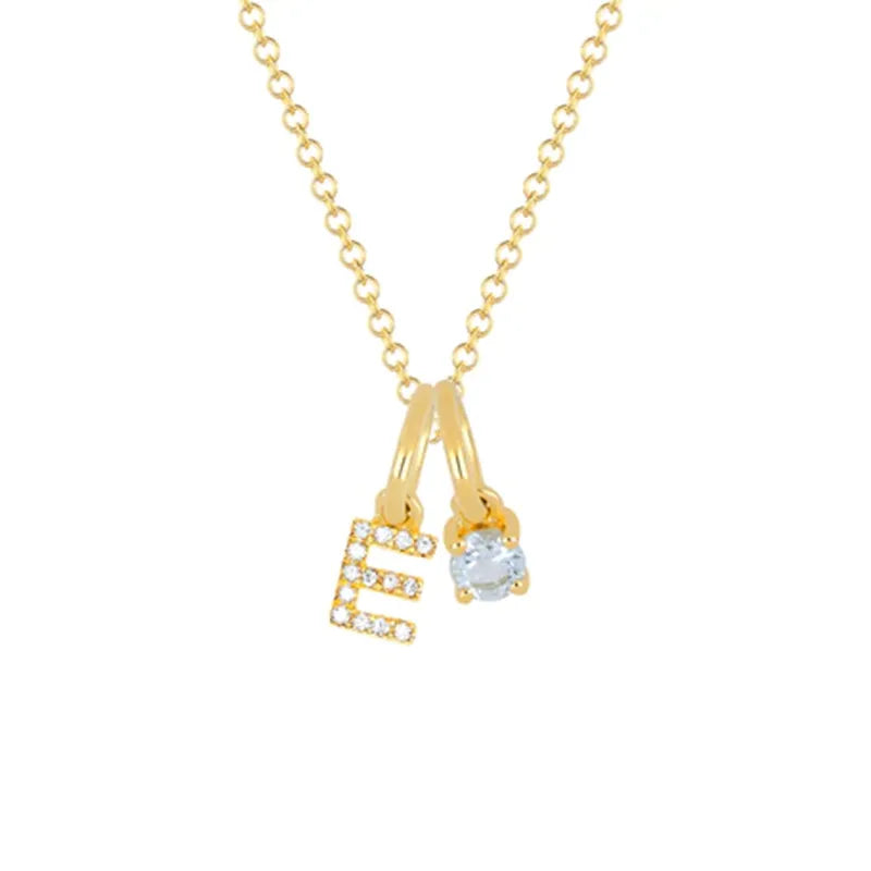 Qiuhan OEM Dropshipping Ruby Birthstone Initial Charm Necklace Initial Necklace