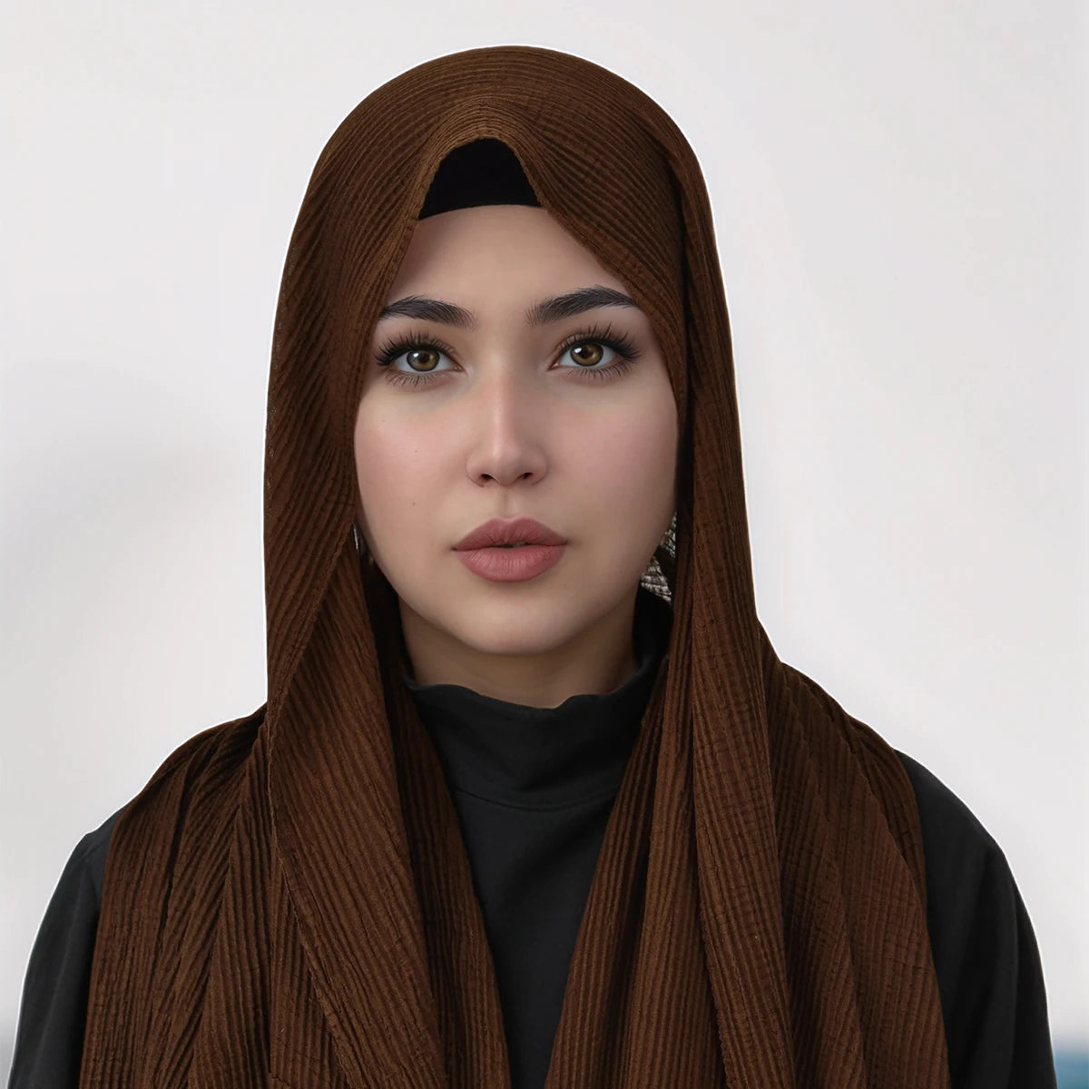 Multi-Color Crinkle Polyester Long Scarf Shawl Elegant Headwrap for Muslim Women
