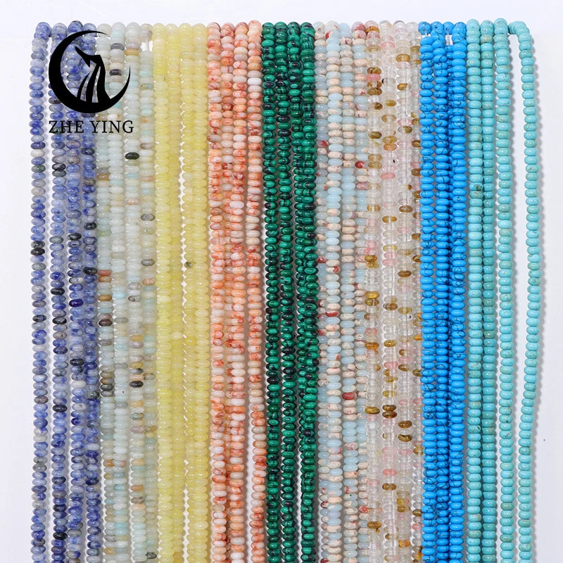 Zhe Ying 2x4mm Rondelle Stone Beads Natural Gemstone Spacer Diy Necklace Loose Abacus Natural Heishi Stone Beads