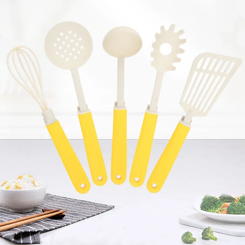 Practical Kids Kitchen Toy Baking Utensils Tools Set With Yellow Plastic Handle