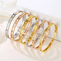 Wholesale Custom 18K Gold Plated Stainless Steel Roman Numerals Bijoux Acier Inoxydable Cuff Bangle Bracelet