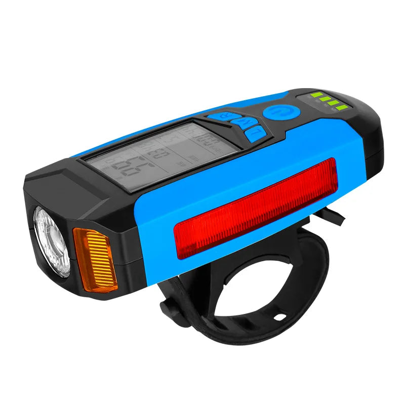 Bicycle Light Flashlight Handlebar Cycling Head Light Horn Speed Meter Lcd Screen Usb Charging Bike Front Light