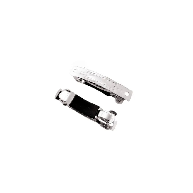 3cm Small Metal French Barrettes with Black Rubber Tube Non-slip Automatic Hair Clip Clamp for DIY Kids Hair Accessories