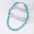 Semi-Precious Gemstone Necklace Natural Heart Shape Blue Turquoise Stone Necklace Trendy Handmade Healing Jewelry for Women Gift