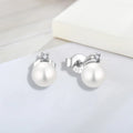 6Mm Shell Pearl Single Diamond Earrings Female 925 Sterling Silver Earrings Simple Temperament Retro Silver Needle Earrings