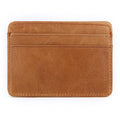 Boshiho Vintage Style Men's Slim Genuine Leather Minimalist Business Credit Card Holder Brown/Black