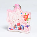 Custom Design Anime Character UV Printed Acrylic Keychains Charms with Epoxy Resin and Glitter Custom Metal Key Rings for Girls