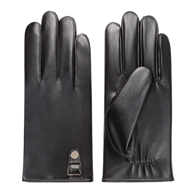 Wholesale Comfortable Fleece Lining Touch Screen Winter Driving Men Leather Gloves