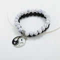 Rinhoo Tai Chi Yin Yang Couple Bracelets for Women Alloy Pendant Beaded Elastic Rope Bracelet Trendy Lover Bracelets Jewelry