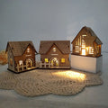 Festival Unique Decorative Design Santa Claus Pattern Christmas Cabin Wooden DIY Retro House Ornament with Light for Home Table
