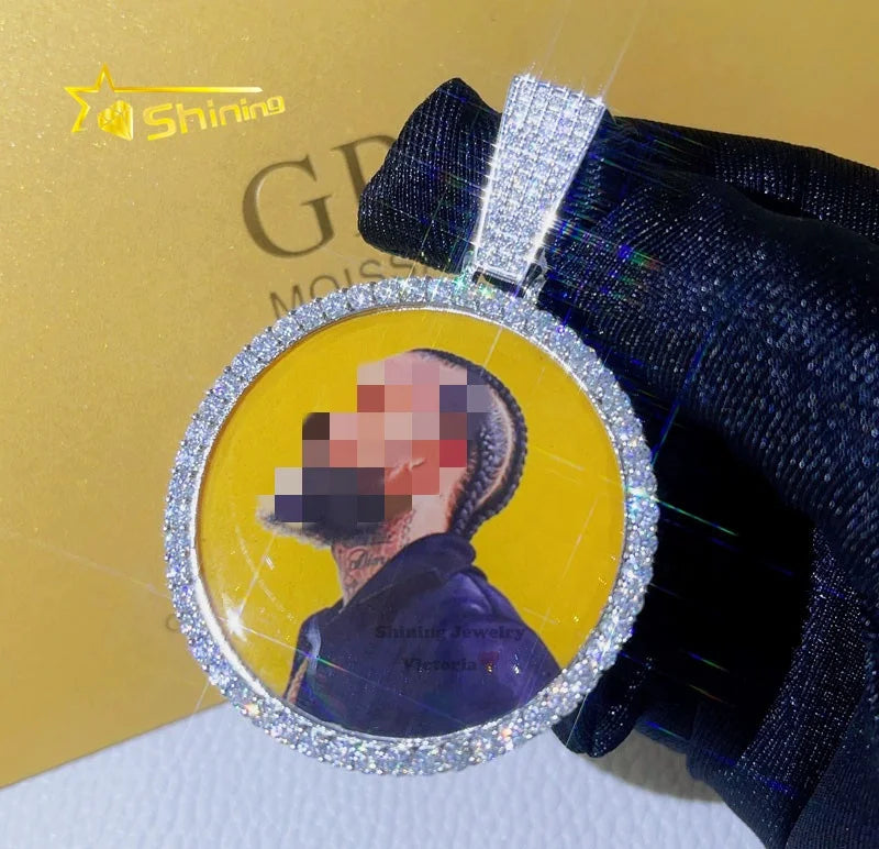 GRA Certificated Pass Diamond Tester 45MM Picture Photo Memory Custom Moissanite Hip Hop Pendant