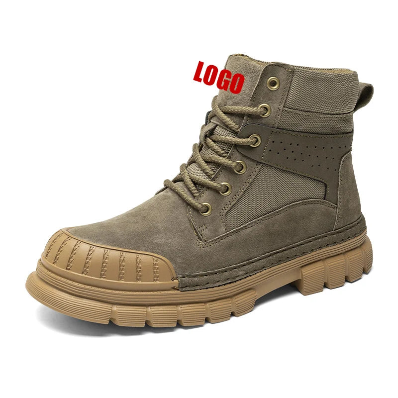 Custom Men's Boots Winter High Top  Pocket Shoes Men Platform Ankle Bottines Homme Motorcycle Genuine Leather Boots for Men