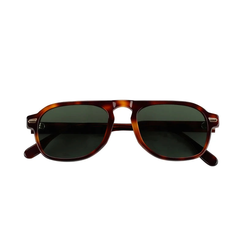 High-End Oversized Acetate Sunglasses for Men and Women Brown and White Frames Polarized Lenses