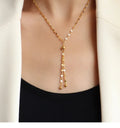 New Simple Design Titanium Stainless Steel Chain Tassel Chokers Necklace for Women