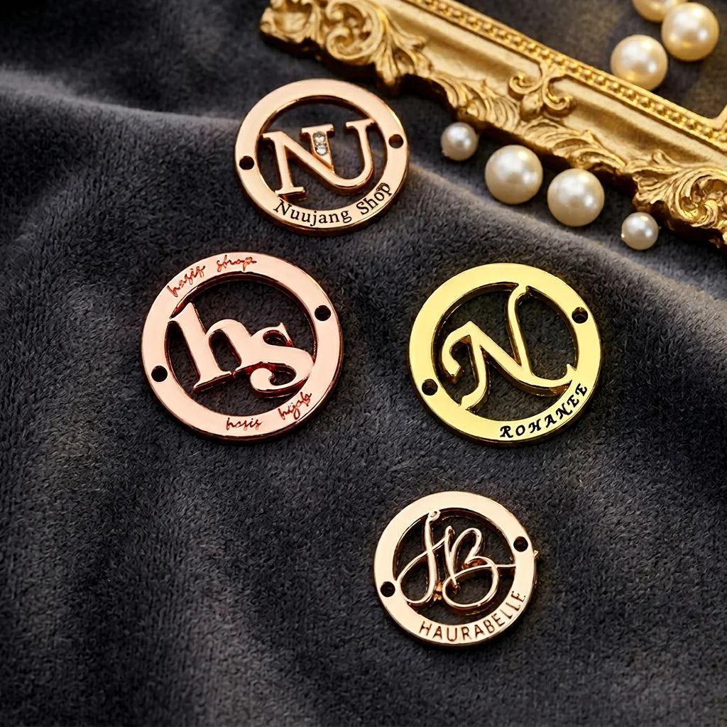 Customized Metal Name Plate Water Use Small Zinc Alloy Letters Fashion Alloy Logo for Hijab