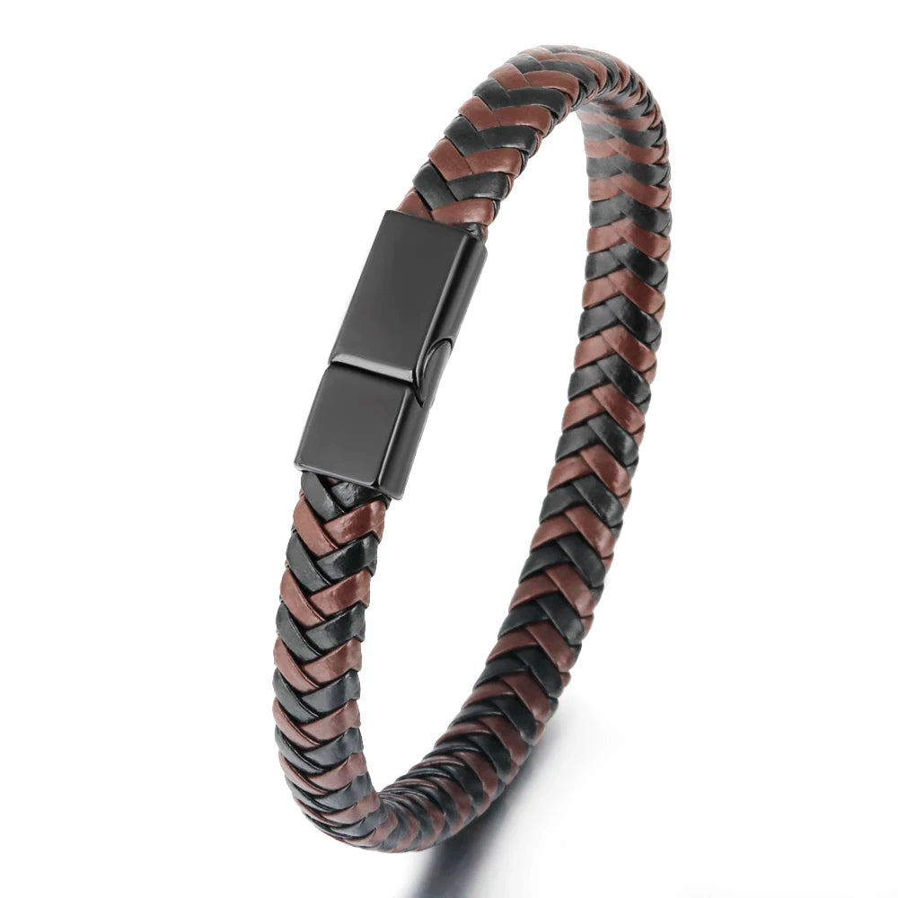 Hot Selling Classic Single Layer Cowhide Men Custom Logo Bracelet PU Leather Thin Bracelet