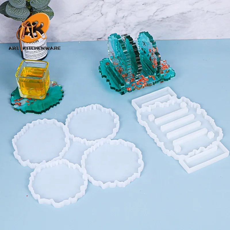 AK Silicone Crystal Epoxy Resin Mold Irregular Coaster Mat Casting Mould Handmade Crafts Decoration DIY Jewelry Making Tool