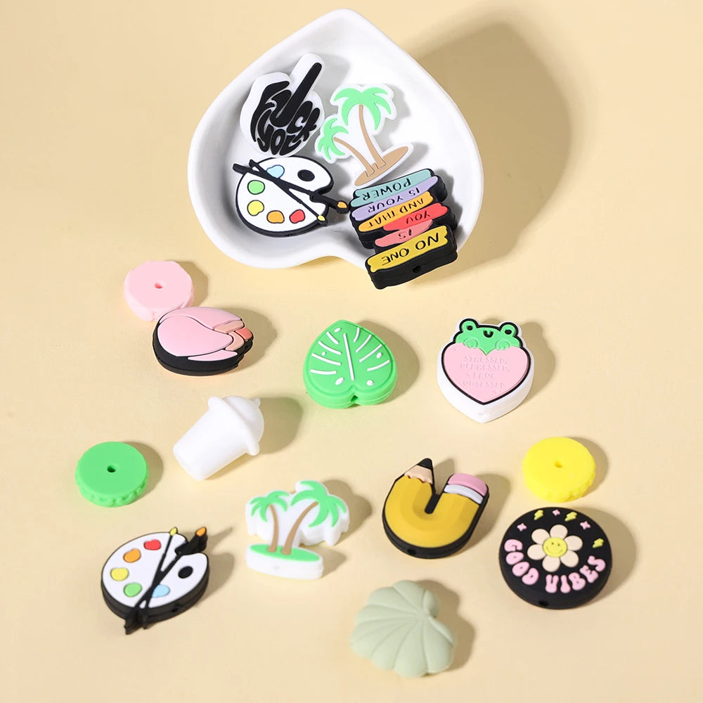 2024 New Product Designer Beads Focal Wristlet Keychain Bracelet Eco-friendly Bpa Free Silicone Focal Beads for Pen Making