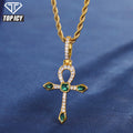 Fashion Charms Gemstone Pendant Necklace Hot Selling 925  Silver Iced Out Emerald Cross Pendant Jewelry