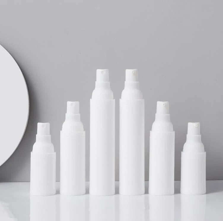 Matte White Airless Pump Bottle for Cosmetics & Skincare 15ml 30ml 50ml Empty Serum Lotion for Essence Mist Spray Bottles MOQ 10