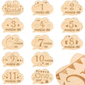 13PCS Wooden Milestone Discs Baby Photography Props Baby Monthly Milestone Cards Wooden Baby Shower Sign Newborn Gift Sets