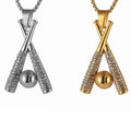Fatingna 18K Gold Plated Tarnish-Free Titanium Steel Baseball Bat Pendant Necklace Box Hot Selling Sport Rhinestone Accessory