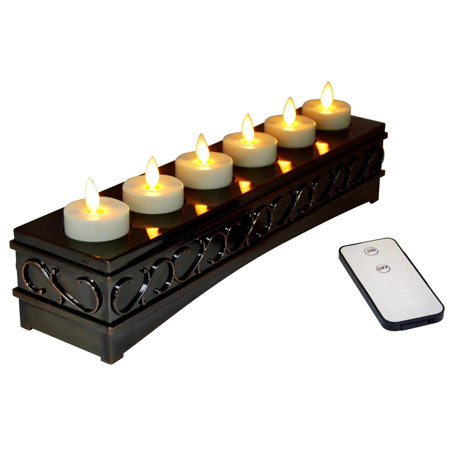Set of 6 Bronze Charging Base Moving Wick Led Tea Light Candle for Wedding Votive Hotel