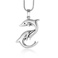 Forever love Symbol Stainless Steel High Polished Ocean Lovers Jewelry Double Dolphin Pendant Necklace