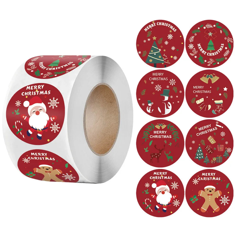2026 New Custom Printed Paper Adhesive Sticker Merry Christmas Stickers Labels