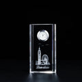 New Design Wholesale Elegant Office Gifts Service 3d Etched Desktop Crystal Glass Clock