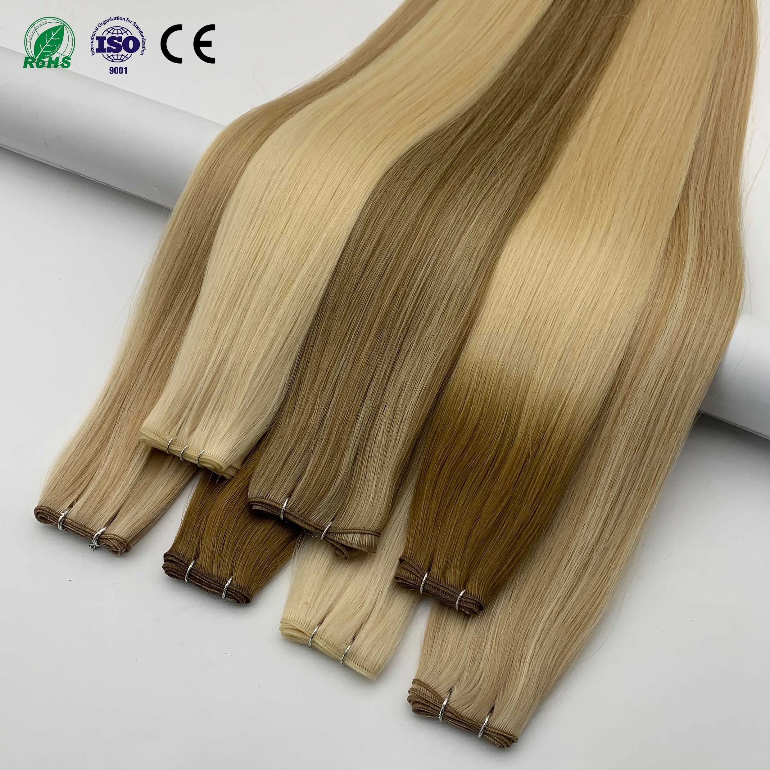 Manufacturing Factory Wholesale Super Double Drawn Best Unprocessed Virgin Raw Russian Hair Invisible Genius Weft Hair Extension