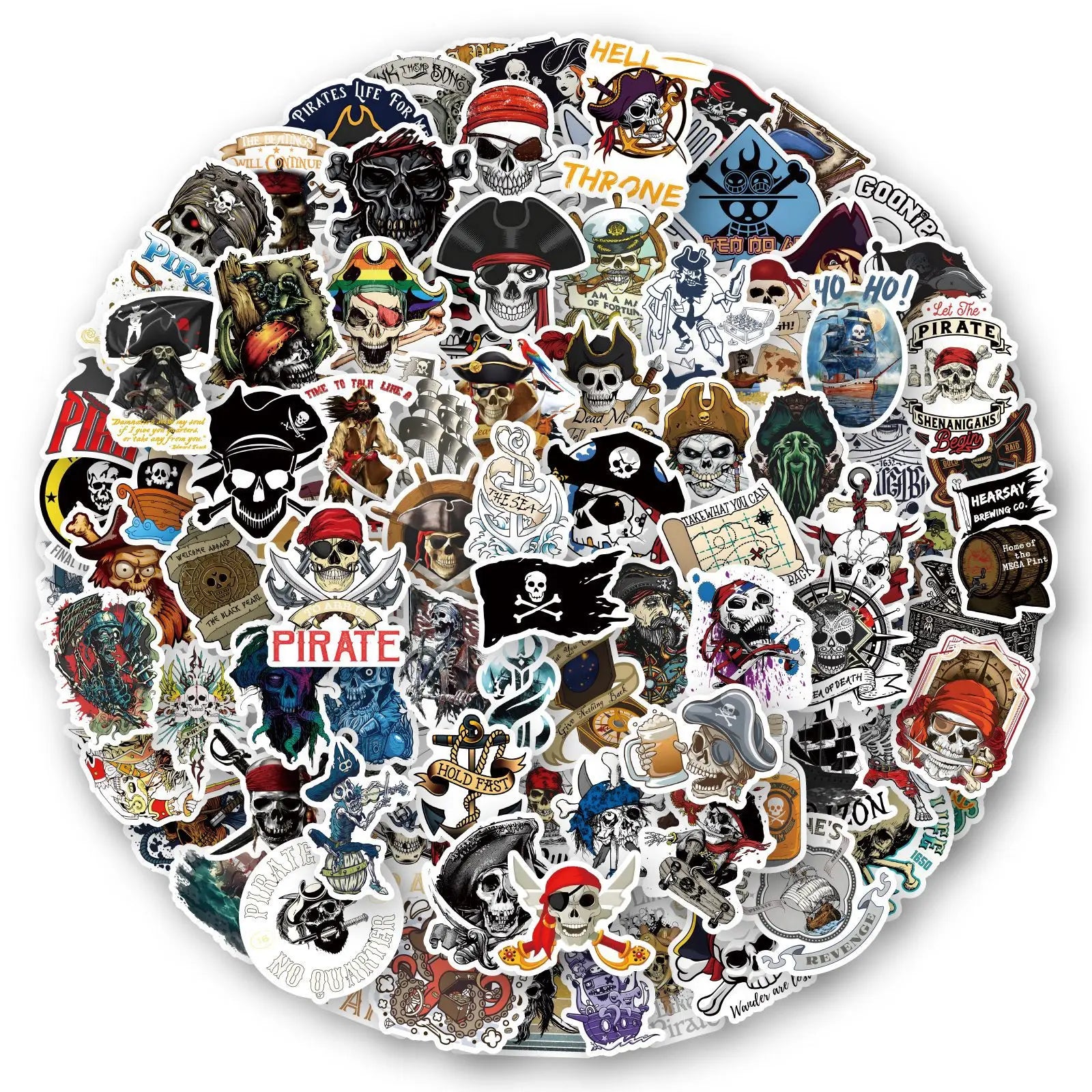 100Pcs Pirate Theme Logo Graffiti Stickers for Laptop Helmet Phone Waterproof Cool Skull Sticker