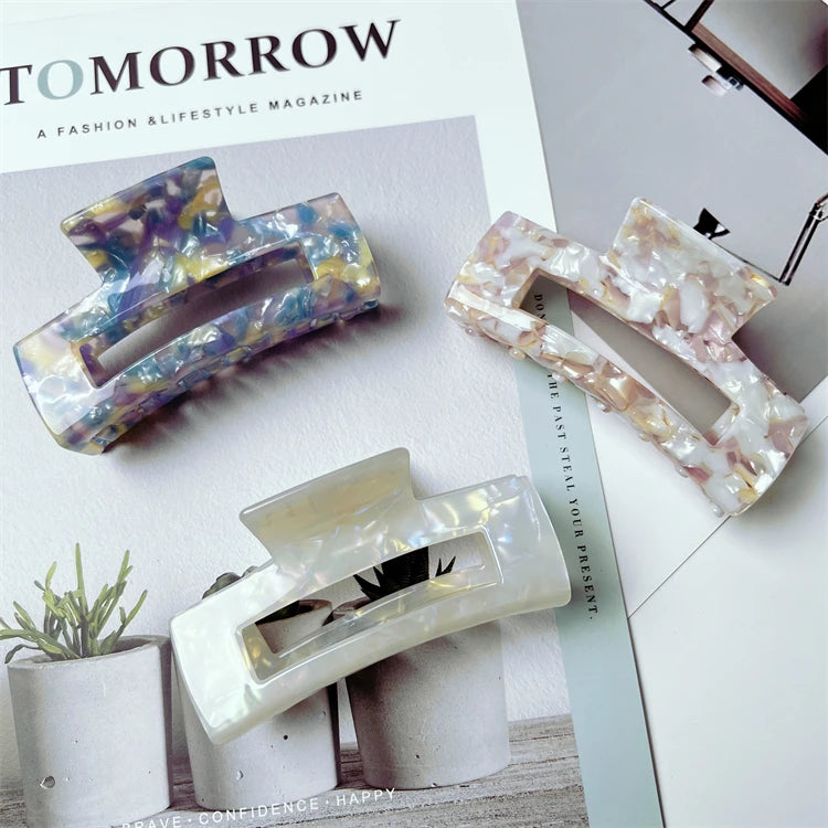 10.5cm 4.13Inch Jumbo Giant Square Rectangular Tortoiseshell Hair Clips Large Cellulose Acetate Hair Claw for Thick Hair