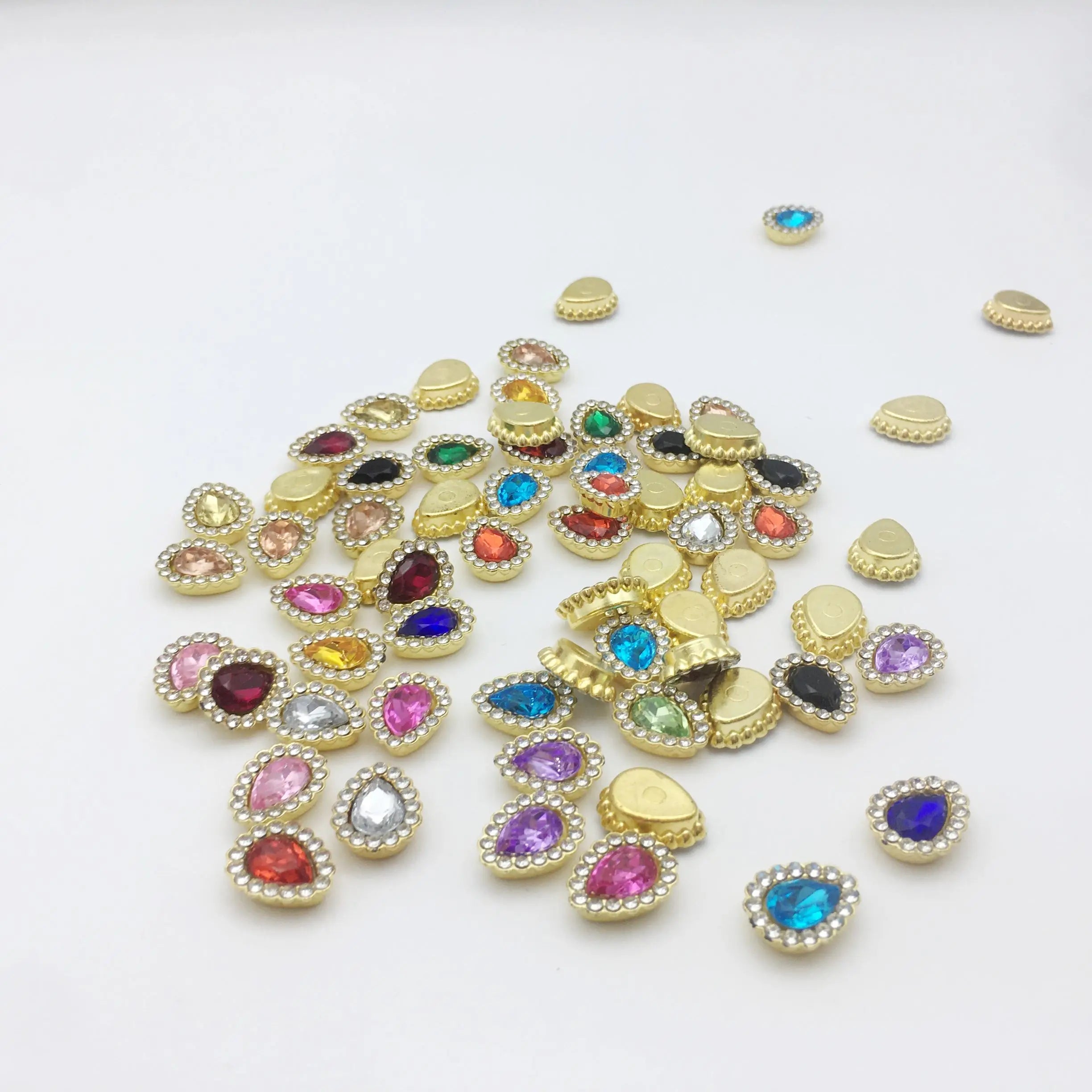 SINRONG Double Drop Droplet Machine Printing/gluing Clothing Accessories 12 16 Inlaid 7 10 Plastic Base Outer Rhinestones