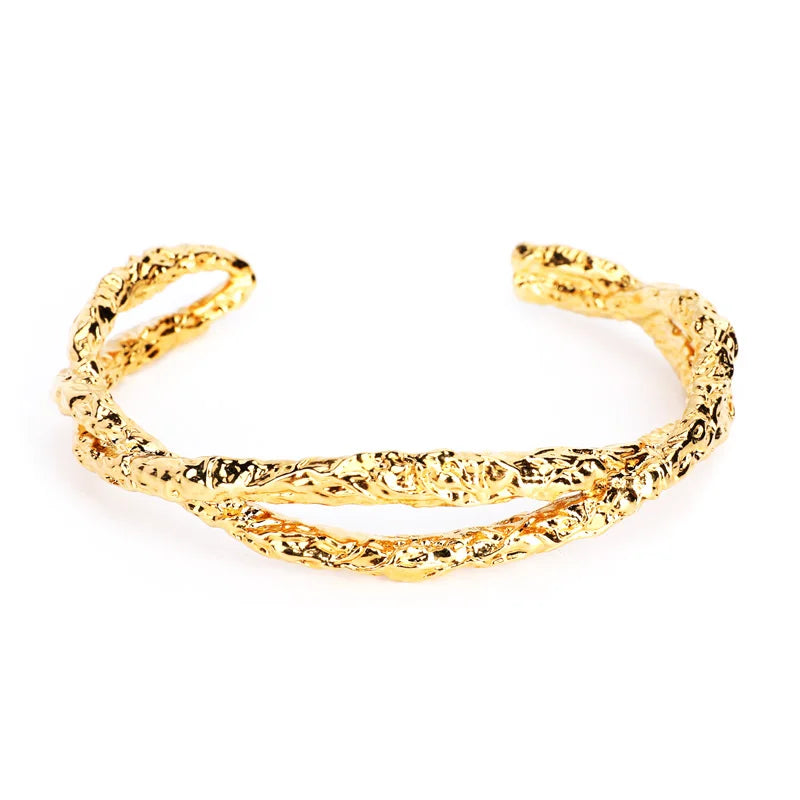 Charming Irregular Wholesale Custom Cuff Bangle for Women Ladies Jewellery 18k Gold Cuff Bracelet Name Personalised