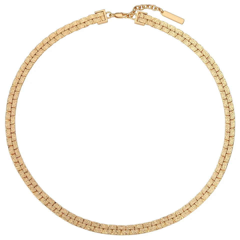 2024 New Charm Brass Lava Texture Pleated Wide Chain Necklace Jewelry Factory Customized Wholesale