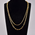 MECYLIFE 18K Gold Box Chain Paper Clip Chain Stainless Steel Women Fashion Gold Jewelry Double Layer Necklace
