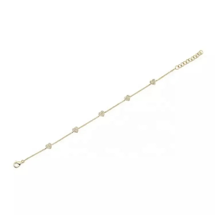 LOZRUNVE 925 Sterling Silver Pave CZ Heart Charm Bracelet 18K Gold Plated Jewelry