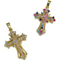 Diy Punk Jewelry Quality Copper Gold Plated Accessories Exquisite Colorful Zirconia Cross Necklace Pendant for Jewelry Making