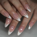 Pre Round Almond Private Label Press on Nails Medium Length Fake False Nail Tips with Packaging