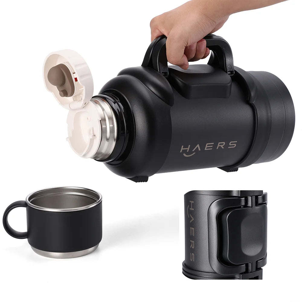 128oz Gallon Bottle 18/8 Stainless Steel Vacuum Insulated Eco-Friendly Luxury Travel Mug Wide Mouth with Handle and Color Lid