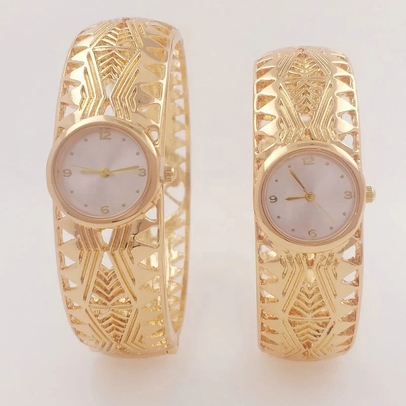 Samoan Seal Tribal Bracelet Watch Bangle Hawaiian Jewelry Wholesale 14k Gold Plated Filled Jewelry Set Pearl Bracelet Ring