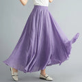 10%OFF Women's Elegant High Waist Linen Maxi Skirt Summer Ladies Casual Elastic Waist 2 Layers Skirts Saia Feminina